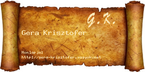 Gera Krisztofer névjegykártya